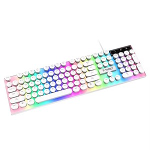 TWOLF T80 104 teclas USB teclado redondo Arco Iris retroiluminación impermeable juego características Color iluminación en inglés - Product Image 5
