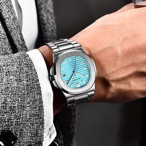 LIGE BW8803 Campione <span class=keywords><strong>Orologio</strong></span> da Uomo di Lusso Verde Quadrato al Quarzo <span class=keywords><strong>Sportivo</strong></span> Impermeabile Luminoso con Data in <span class=keywords><strong>Acciaio</strong></span> Inossidabile + Scatola - Product Image 5