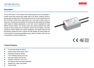 MOSO XCP-060M062-F 60W 32-62V 0.97-1.3A IP67 LED Driver 0-10V PWM <b>Timer</b> Dimmable Flicker Free Constant Power - Product Image 2