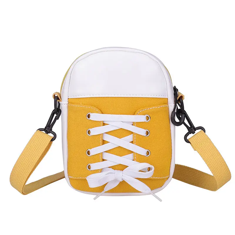 Fashion Ins Canvas Shoe Shape Design Crossbody Zipper Bags Girls Shoulder Bag Purse Sewing Stitching Messenger Bag Free Shipping