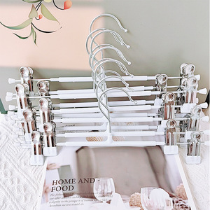 Trouser Hanger With Clips Non Marking Non Slip Stainless Steel For Pants Skirts Clothes Storage Organizer Rectangle Hook Type - Product Image 4