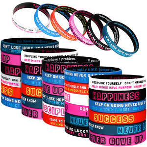 Happiness Success Double-sided Custom 1 Inch Printing Motivational Logo Rubber Cool Silicone Chip Wristbands No Minimum