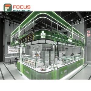 Integrated Cafe Service Counter Laminate Wood Finish Accessory Display Area Roastery Service Counter - Product Image 6