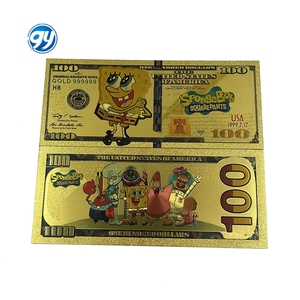 Billete de Banco de Plástico Chapado en Oro de 24k con Diseño de <span class=keywords><strong>Bob</strong></span> <span class=keywords><strong>Esponja</strong></span>, Anime de Dibujos Animados, Venta al por Mayor - Product Image 1