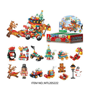 Set mainan bata Mini 12 in 1, mainan balok bangunan pohon Natal DIY untuk anak-anak - Product Image 1