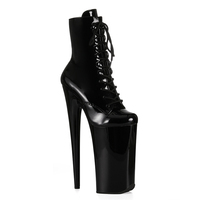 Chaussures de pole dance sexy en PU, talon ultra haut de 26 cm, plateforme, laçage avant réglable, bottines brillantes, séance photo, vente en gros