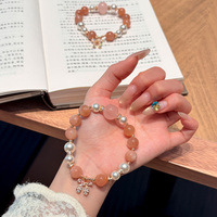 Bracelet classique en perles de pierre de lune naturelle orange et quartz rose, bijou en cristal de qualité supérieure, élégant cadeau de pierres précieuses aux vertus curatives