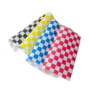 Papier d'emballage pour sandwichs Deli, imprimé mexicain, noir à carreaux, couleur unie, 12'' x 12'', avec logo personnalisé, revêtement PE biodégradable, simple face - Product Image 1