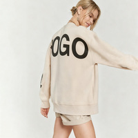 Sweat à capuche ras du cou surdimensionné pour femme, avec logo personnalisé brodé, imprimé délavé à l'acide, en polaire respirante polyester/coton, idéal pour l'automne