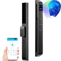 Serrure de porte intelligente de sécurité, design fin en aluminium, carte-clé, mot de passe, application Tuya/WiFi, écran cloud pour portes en acier, laiton, bois, Grade A