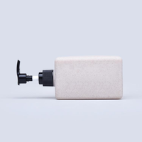 Emballage cosmétique écologique en paille de blé, flacons carrés vides de 250 ml avec bouchon à clapet et logo pour lotion corporelle, gel douche, shampoing
