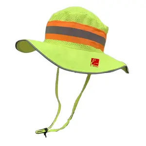 Hi Vis sécurité haute visibilité Logo personnalisé chapeaux de soleil de travail Fluorescent réfléchissant chapeau de sécurité de travail avec rabat de cou