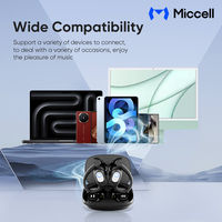 Miccell Nouveaux écouteurs sans fil TWS pour 5.4 Sports Gaming Ear-clip Affichage numérique IPX5 Contrôle tactile étanche