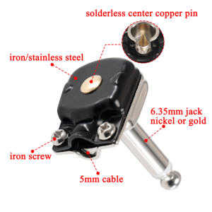 Connecteur <span class=keywords><strong>Jack</strong></span> TS sans soudure 6,35 mm, nouveau design, mini, <span class=keywords><strong>petit</strong></span> format, certifié CE, breveté, pour câble DIY d'effets de guitare - Product Image 2