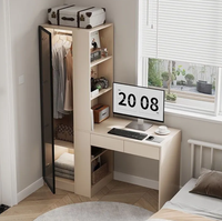Combinaison moderne et simple de bureau et armoire pour chambre à coucher, petite pièce, personnalisable, demi-bibliothèque, demi-armoire, minimaliste, couleur crème, coulissante