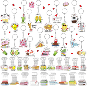 100Pcs Valentine's Day <b>Cute</b> for Heart Cartoon Printed Light Weight Waterproof Acrylic Keychains Irregular Shape <b>Keyring</b> Gifts - Product Image 4