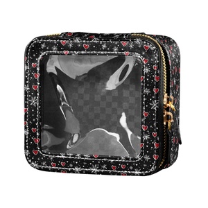 Cold Zipper High Grade Portable Large Leather clear Cosmetic Bag <b>Makeup</b> <b>Storage</b> <b>Box</b> Organizer for Cosmetic - Product Image 1