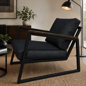 Fauteuil en cuir moderne de style nordique pour salon, chambre, réception d'entreprise, salle d'attente et mobilier de maison - Product Image 1