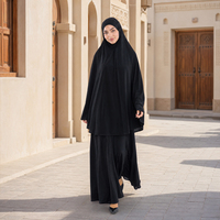 Ensemble de prière noir pour femmes musulmanes, tenue coordonnée en coton évasé, confortable et élégante, style Ramadan, maxi confort