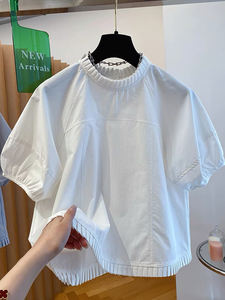 Chemisier plissé ample et amincissant à manches courtes pour femme, nouvelle collection été 2026, vente en gros pour boutiques - Product Image 2