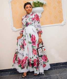 H & D donna Dashiki abito a manica lunga stampa floreale Vintage africano abiti da festa larghi per la primavera - Product Image 1