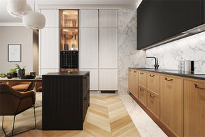 Mobilier de style européen Armoire de cuisine moderne en bois massif Meuble de cuisine Style élégant Ensembles d'armoires de cuisine sur mesure - Product Image 4