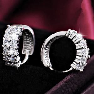 Pendientes de Aro Modernos Estilo Occidental, Chapados en Rodio, Plata de Ley, Clásicos con Micro Pavé de Circonita, Regalo de Boda, Joyería para Fiesta - Product Image 2