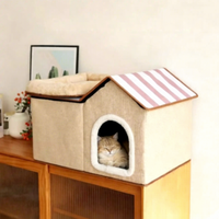 Lit pour chat pliable et apaisant, abri fermé pour animaux de compagnie, villa douillette pour chat, fournitures pour animaux de compagnie pliables, vente en gros, prêt à être expédié