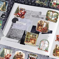 50 pegatinas de escenas navideñas con dibujos animados para decoración DIY de fundas de teléfono, cuadernos y vasos.
