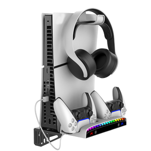 Soporte de Pared con Base de Carga y Almacenamiento para PlayStation 5, para Consola <span class=keywords><strong>PS5</strong></span>/Slim, <span class=keywords><strong>Cargador</strong></span> Doble para Controles, Soporte de Exhibición - Product Image 1
