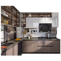 Système de cuisine modulaire intelligent et écologique, ensemble complet avec unités en verre reconfigurables, rangement extensible, design de luxe personnalisé
