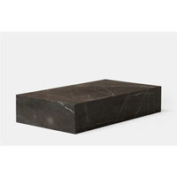 Tables à thé de café central de salon rectangle cubique table basse de socle en pierre de marbre noir rectangulaire moderne