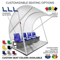 Banc de joueur 4 places avec structure galvanisée à chaud, chaise de stade, revêtement en poudre, sièges sportifs durables, imperméables et résistants aux UV