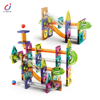 Chengji Circuit de billes en marbre, jouet labyrinthe compatible avec les blocs de construction, ensemble de 73 pièces pour assemblage, piste coulissante et circuit magnétique