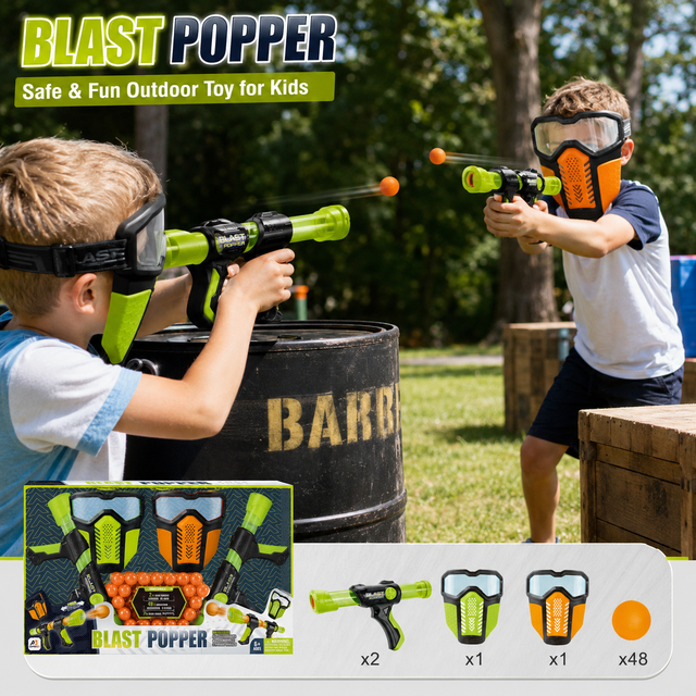 Kids Air Powered Soft Foam Bullet Gun Toys With Protection Masks and EVA Foam Bullets Gun