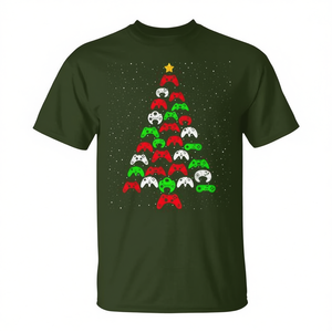 Camiseta con diseño de árbol de Navidad para videojuegos, diseño de controlador rojo y verde, regalo navideño para jugadores - Product Image 2