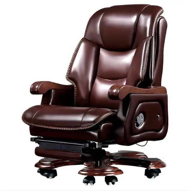 Modern tasarım konfor hakiki gerçek deri Footrest ile ergonomik yüksek geri yönetici ofis koltuğu