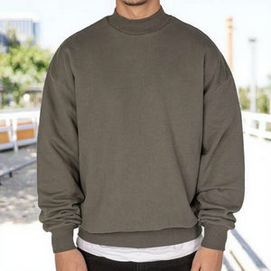 Wholesale Custom Men's Solid Oversized Crew <b>Neck</b> Fleece Pullover Spring Streetwear Sweatshirt Unisex - Product Image 3