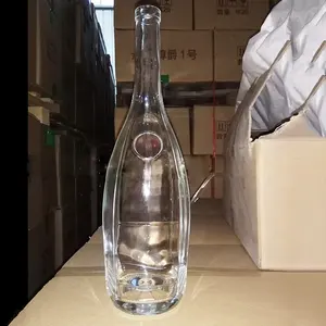1500ml 1.5L grande grande sino forma de aguardente de vinho frasco de vidro flint super clara frasco para vodka whisky álcool espírito rum com cortiça