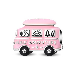 <b>Cute</b> cartoon pendant set, featuring camera, bus, and flower designs, made of silver-plated white brass, a perfect gift for women - Product Image 4