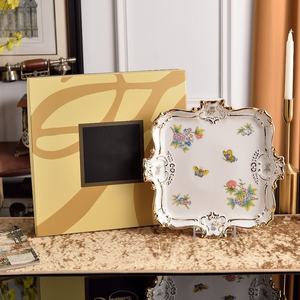 Plateau rectangulaire pour tasses à thé, plateau à gâteaux pour salon, plateau à fruits, plateau à dîner en céramique pour la maison - Product Image 2