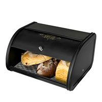 Boîte à pain noire, bac à pain, boîte de rangement pour pain, contenants de stockage alimentaire pour la cuisine, grand récipient alimentaire domestique