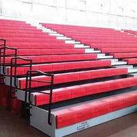 Bancs rétractables électriques motorisés, sièges télescopiques pour tribunes, sièges en HDPE PP, structure en acier robuste, salle de sport, école, auditorium