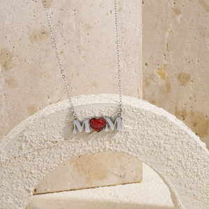 Día DE LA MADRE inicial mamá collar corazón naturaleza piedra mamá colgante collar el mejor regalo <span class=keywords><strong>para</strong></span> madre - Product Image 3