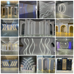 ชุดฉากหลัง3D ซุ้มพีวีซีแบบปรับแต่งได้เรียบขาตั้งฉากหลังสีขาวพร้อมไฟ LED สีขาวสำหรับตกแต่งฉากหลังงานแต่งงาน - Product Image 6