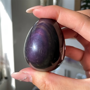 หินออบซิเดียนสีรุ้งคุณภาพสูงขายส่ง รูปทรงไข่ สำหรับการบำบัดด้วยคริสตัล หินขัดเงาธรรมชาติ เหมาะสำหรับตกแต่งบ้านอย่างมีเอกลักษณ์และเป็นของขวัญในวันหยุด - Product Image 1