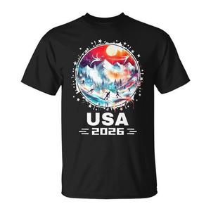 Camiseta del Equipo de Deportes de Invierno de EE. UU. 2026, Negra, Unisex, Ropa Promocional - Product Image 1