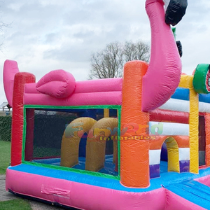 Chateau gonflable flamant rose <b>inflatable</b> flamingo bouncy castle and slide combo jumper kids bounce <b>house</b> commercial - Product Image 6