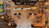 Meubles de magasin de desserts modernes et luxueux, comptoir de bar à café commercial en bois avec LED pour la décoration d'une boulangerie