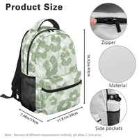 Sac à dos pour ordinateur portable en polyester durable avec logo personnalisé fleurs de Puakenikeni, style décontracté pour étudiants universitaires